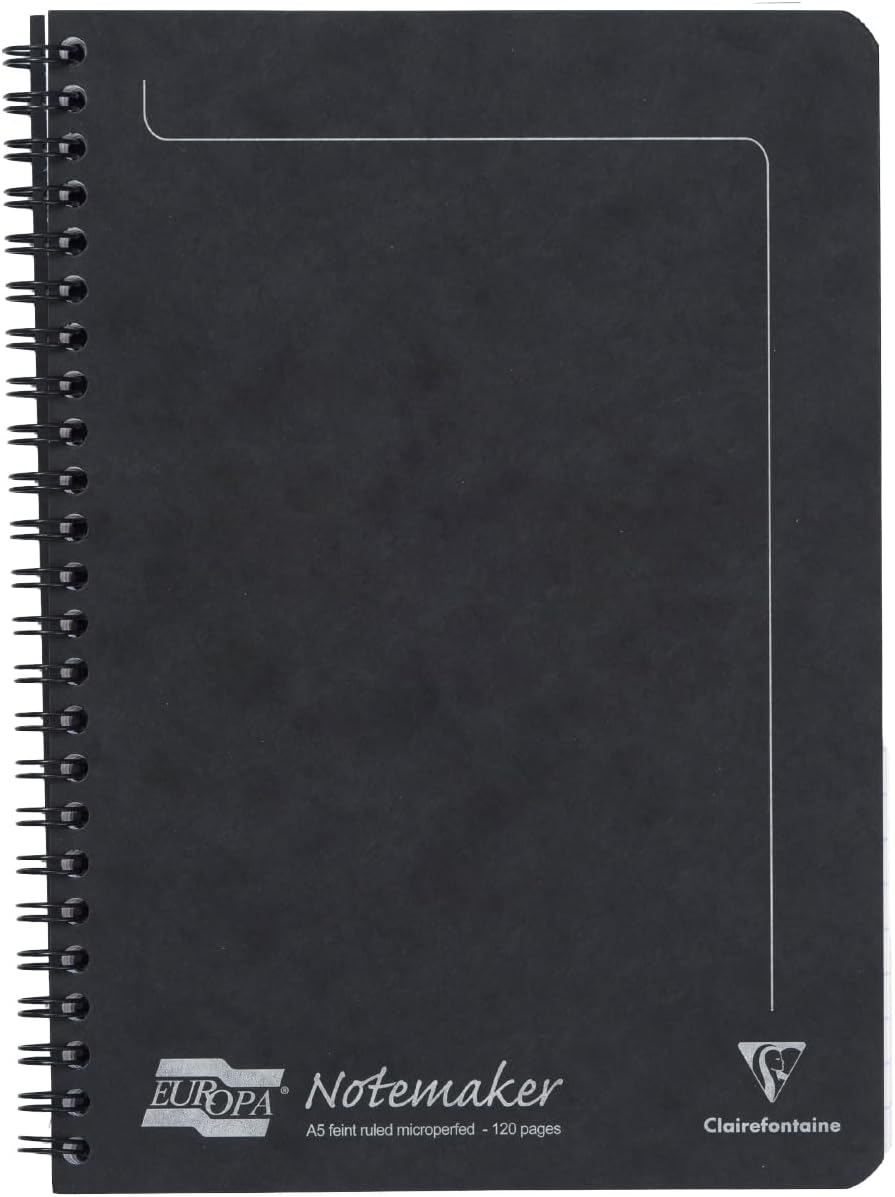 Clairefontaine 3154Z - Set of 10 Notemakers Europa Spiral Notebooks - A4 21x29.7 cm - 120 Detachable Lined Pages - 90 g White Paper - Glossy Card Covers - Random Colours