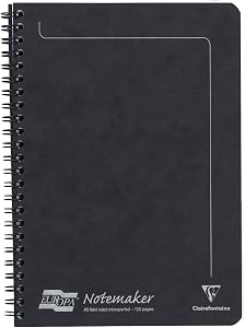 Clairefontaine - Europa Notemaker Spiral Notebook - A5 5.8” x 8.3” - 120 Lined Detachable Pages - 90gsm Brushed Vellum Paper - Premium Pressboard Cover - Black - 4852Z
