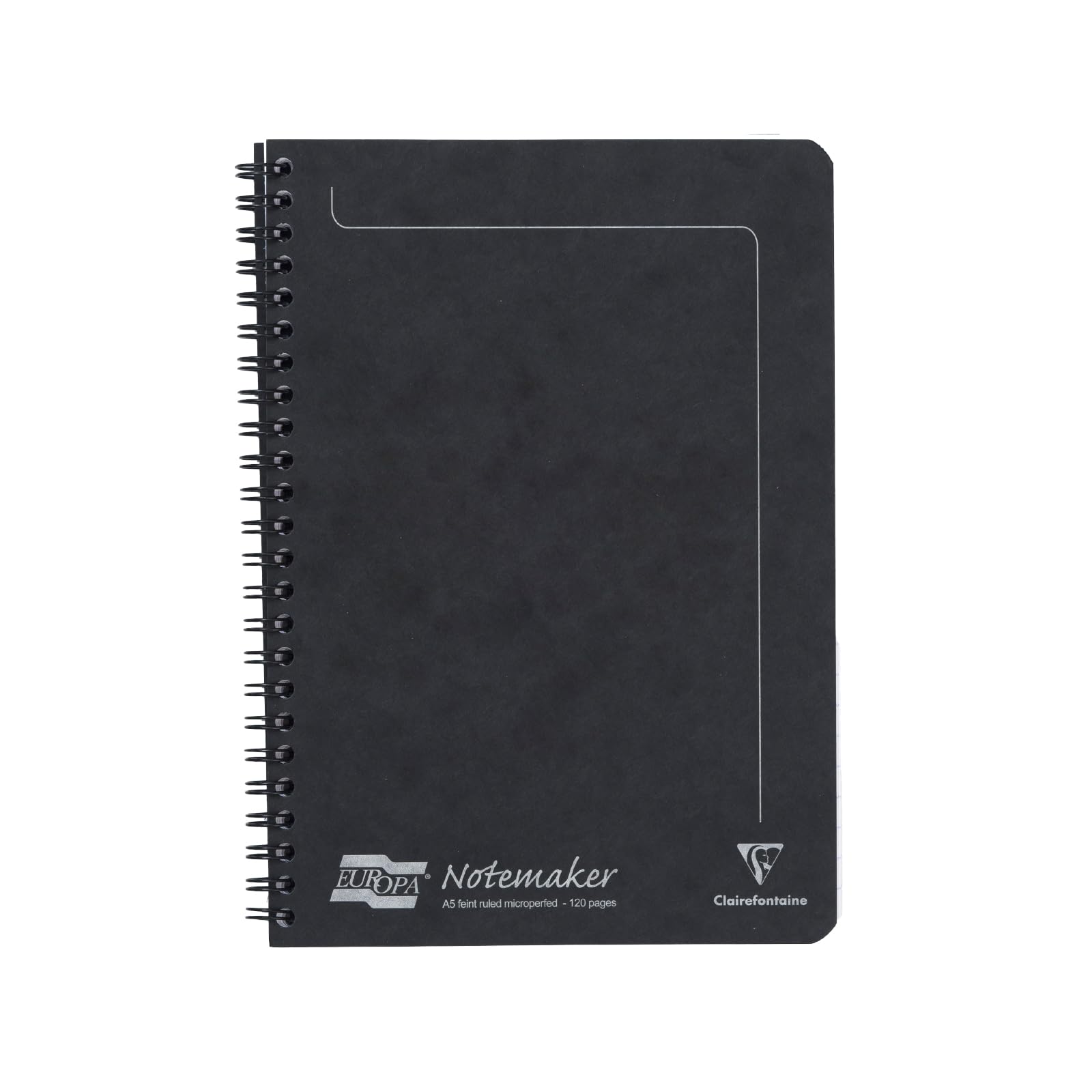 Clairefontaine 4852Z - One Notemakers Europa Spiral Notebook Black - Size: A5 14,8x21 cm - 120 Detachable Ruled Pages - White Paper 90 g - Glossy Card Cover