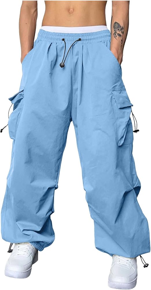 Men's Baggy Cargo Pants Trendy 90s Casual Parachute Pants