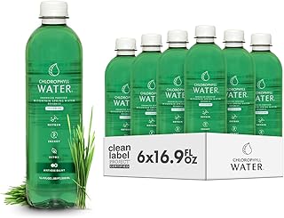 Chlorophyll Water (6-Pack) Clean Label Certified Bottled Water, Plant-Based Vitamin Infused Drink with Chlorophyll, Spearmint & Lemon, Hydration & Wellness Beverage (16.9oz)