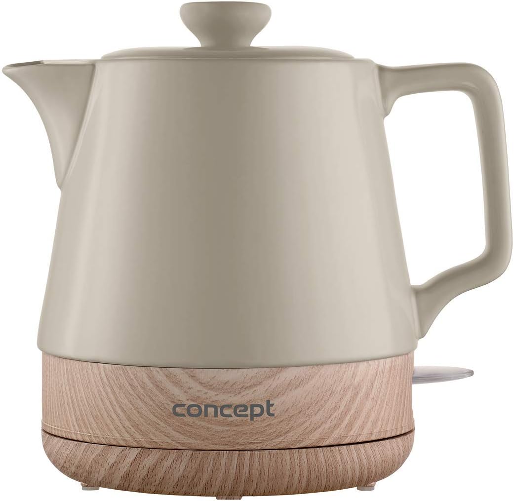 CONCEPT électroménager RK0010ne BOUILLOIRE EN CÉRAMIQUE, 1 LITRE Blanche Avec Imprimes Design Original 1100 W