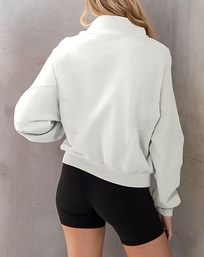 Miniatura 4 de INFITTY Chaqueta de manga larga para mujer, con cremallera completa, cuello alto y bolsillos, sudaderas ligeras casuales de murciélago