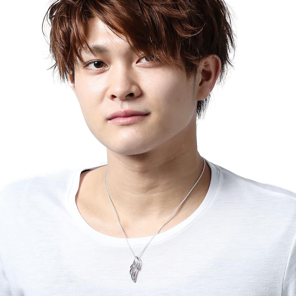 [Piena(ピエナ)]シルバー925 フェザー 羽 燻し加工 シンプル クール シルバーアクセサリー ネックレス メンズ