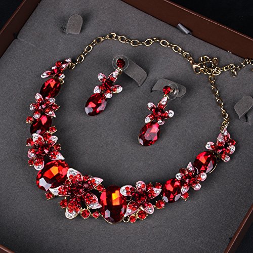 Hamer Crystal Choker Flowers Wedding Jewelry Sets For Brides Gold Plated Chain Necklace And Earrings Bridal Jewelry Set For Wedding #TOP5