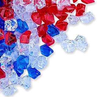 PMLAND Patriotic Acrylic Ice Rocks Crystals Gems ~550 Pcs 3 lbs Bulk Bag for Vase Filler Table Scatter Party Wedding Arts ...