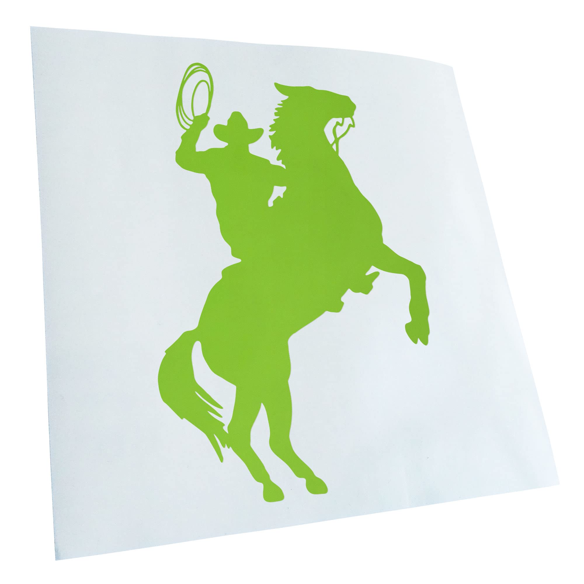 Kiwistar - Car Sticker - Green - 40 x 27 cm Cowboy with Horse Lasso Sticker for Car, Laptop, Bicycle, Truck, Motorcycle Multicoloured JDM Decal Racing