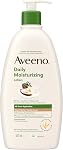 Aveeno Lotion hydratante quotidienne avec un parfum de vanille au beurre de cacao & Apaisant l'avoine prébiotique, Lotion légère fournit 48-Hour Hydratation pour la peau sensible, hypoallergénique, 532 mL