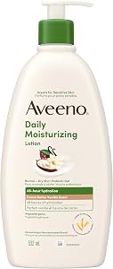 Aveeno Daily Moisturizing Lotion with A Cocoa Butter Vanilla Scent & Soothing Prebiotic Oat, Lightweight Lotion Provides 48-Hour Hydration for Sensitive Skin, Hypoallergenic, 532 mL