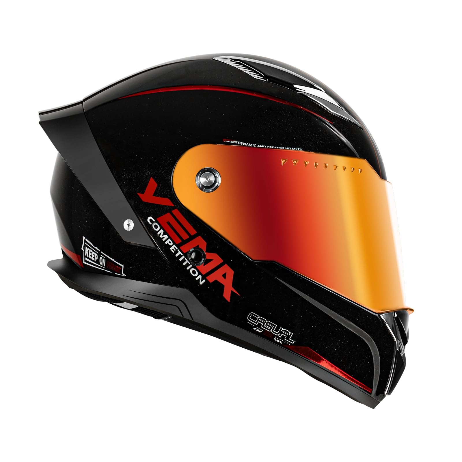 YEMA Casco da moto integrale per adulti, Casco unisex per ciclomotori e moto da strada con prese d'aria regolabili - Leggero e confortevole per scooter, cruiser YM-850
