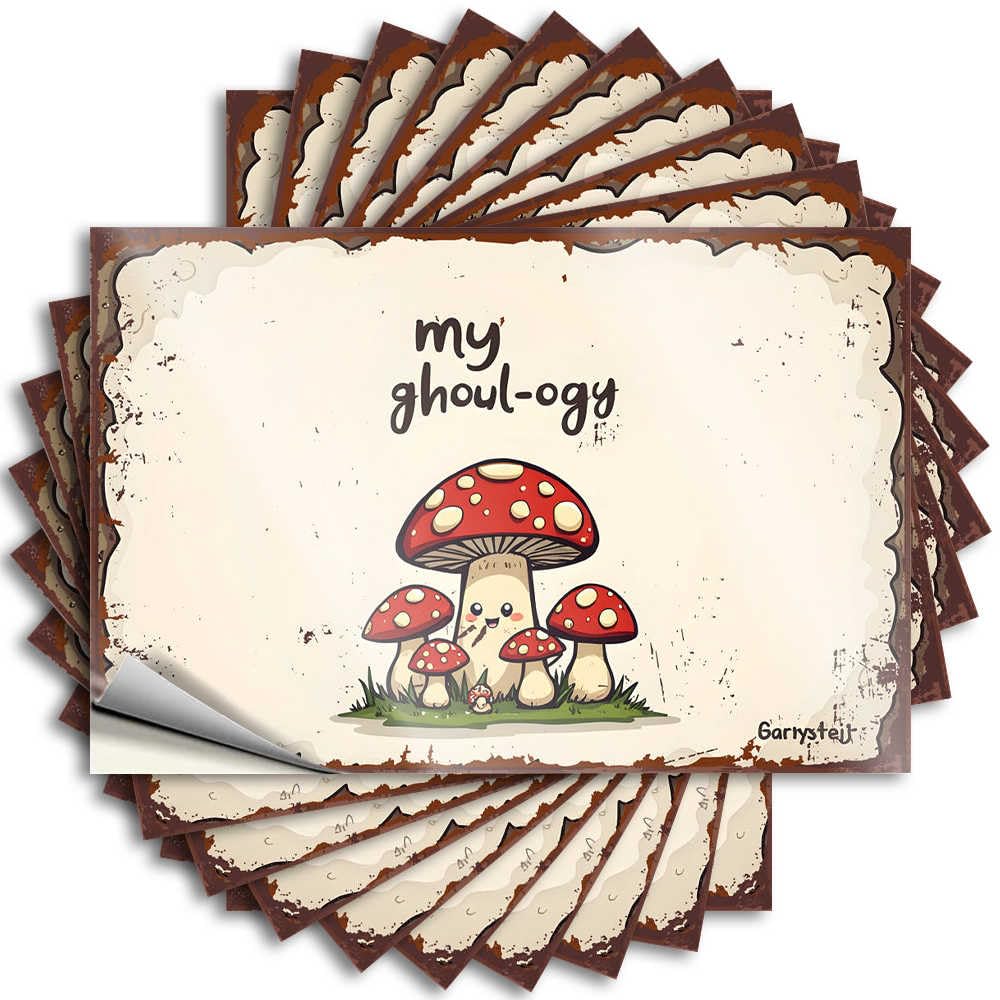 Beer Garage Stickers - Charming Mycological Friends: A Cute Mushroom Cartoon Collection Motivational Durable Sticker Easy Apply for Absorbing Decor(12X18CM)