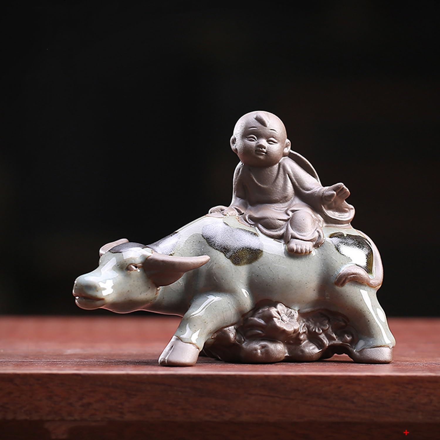Pasterz Jeżdżący na Bawołach Figurka Biurko Herbaciarnia Ceramiczna ozdoba, Prezenty Dekoracji Stołu Herbaciarni