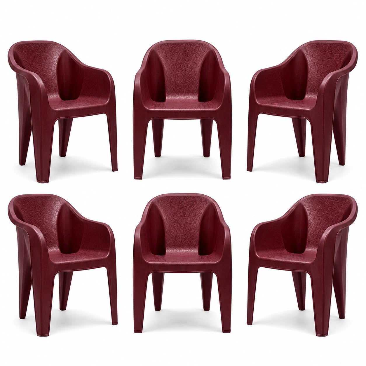 Plastic Arm Chair Set of 6 - Maroon | Plastic Arm Chair Set of 6 - Maroon-image-34