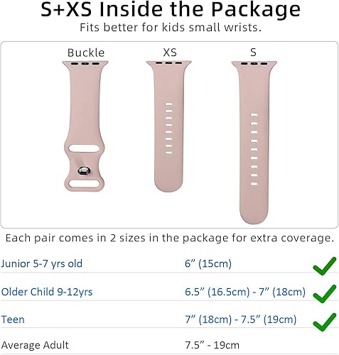 Miniatura 2 de NewJourney Correa deportiva de silicona impermeable para niños y niñas, compatible con Apple Watch Series 987654321SE 1.496 in 1.575 in 1.614 in y