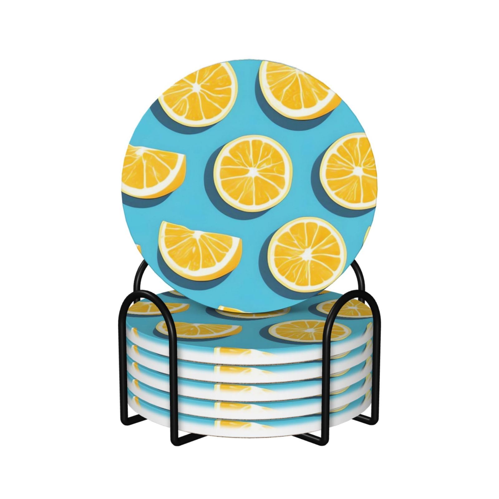 Dessous de verre en céramique lot de 6 avec support pour table