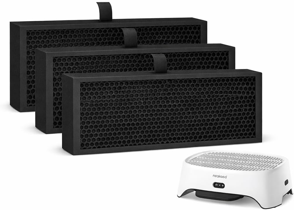 Neakasa Replacement Filter for AirStep, High-Efficiency Activated Carbon Filter for Cat Litter Box Odor Removal, Air Purifier Filter, 3-Pack