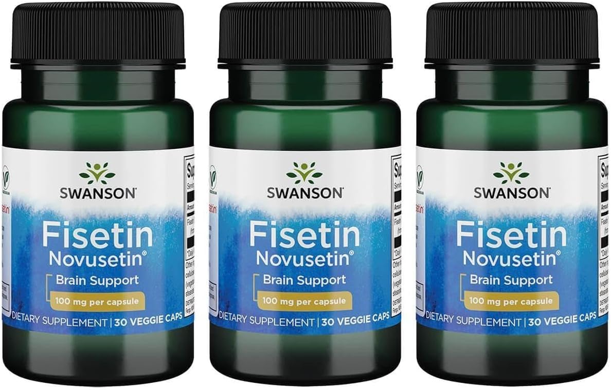 Swanson Fisetin Molecularly Similar to Apigenin, Luteolin, and Quercetin 100 Milligrams 30 Veg Capsules (3 Pack)