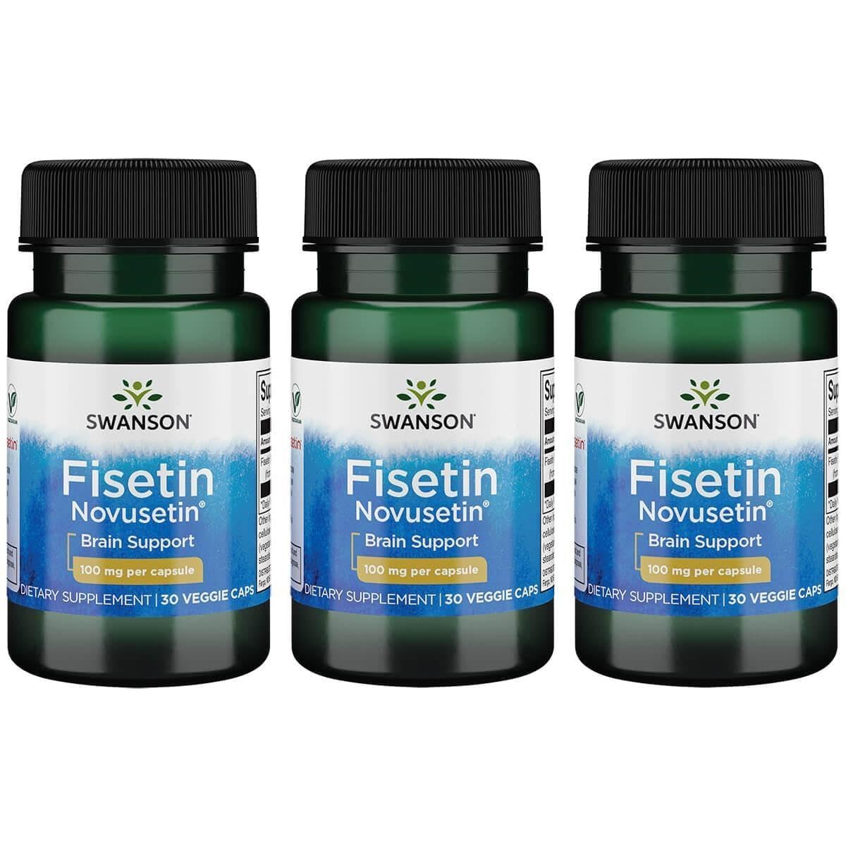 Swanson Fisetin Flavonoid 100 Milligrams, 30 Veg Capsules, 3 Pack 30 Count (Pack of 3)
