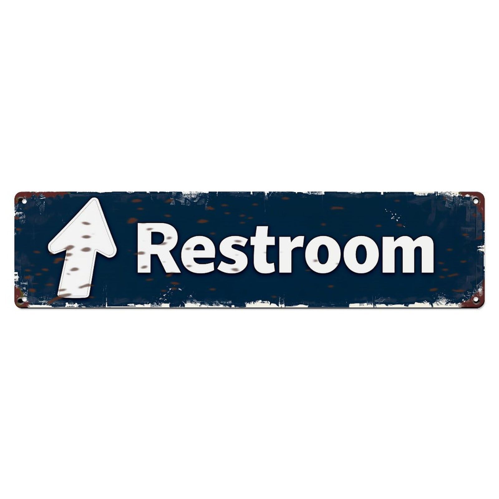 Arrow Up Restroom Sign Blue Vintage Tin Sign Retro Metal Wall Decor Metal Poster, Home Bar Garage Farmhouse Cafe Wall Art Decoration 4x16Inch