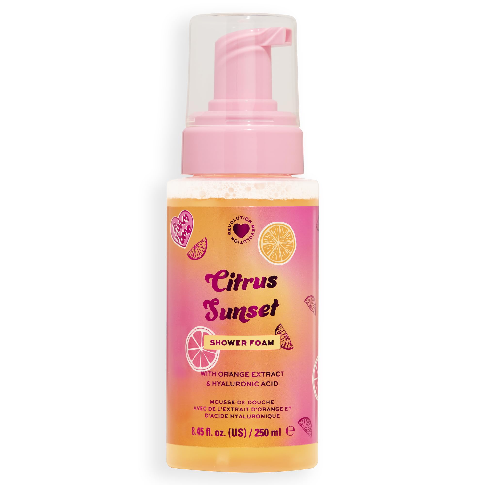 I Heart Revolution Citrus Sunset Shower Foam, Body Wash Infused with Hyaluronic Acid, Orange & Lemon Extract
