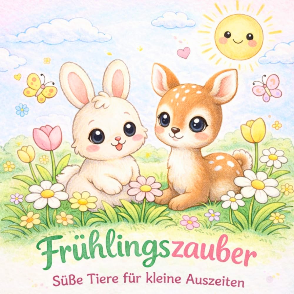Frühlingszauber für kleine Künstler ab 2 Jahre: 52 einfache Frühlingsmotive mit süßen Tieren, Blumen und großen Ausmalflächen für Kinder ab 2 Jahren