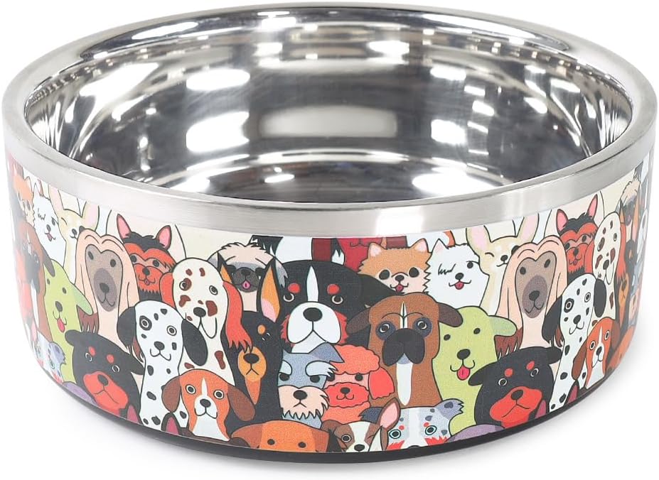 Selly's Den Pawdience Double Walled Stainless Steel Bowl, Non-Slip, Food & Water Dish (62 Oz, 7.75 Cups)