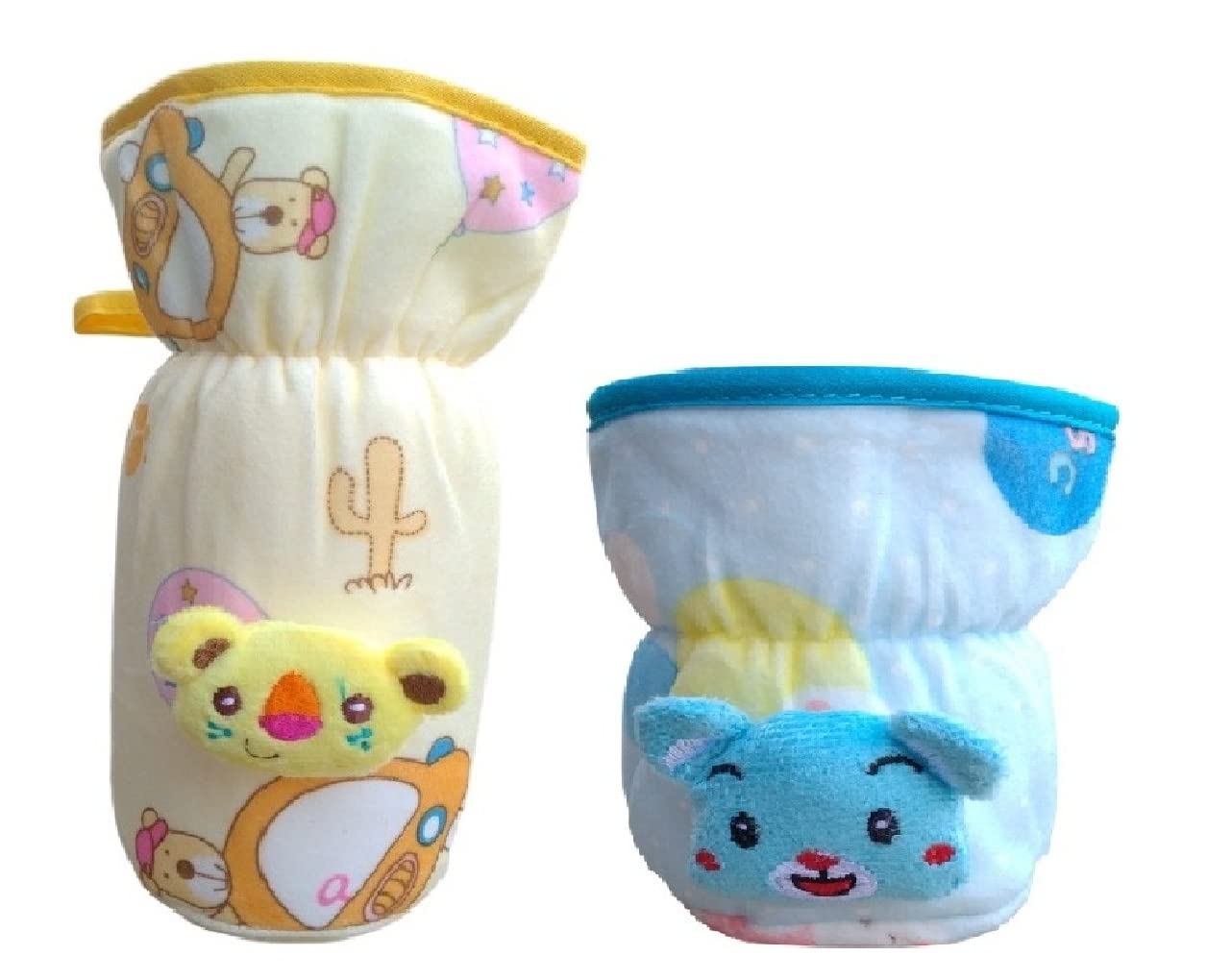 Manan Shopee Baby Feeding Bottle Protection Velvet Cover/Sleeve Holder/Suitable for Wide Neck/Avent Feeder| Protector Cover for Babies (Wide Neck 120-125ml & 240-260ml/4OZ- 8OZ - Blue Yellow)-image-12