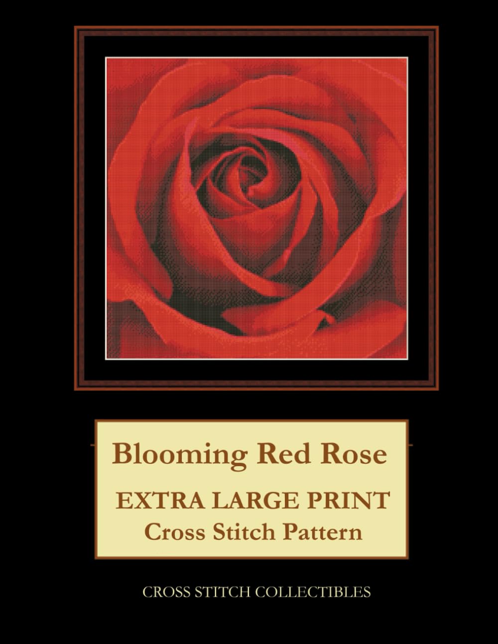 Blooming Red Rose: Extra Large Print Cross Stitch Pattern