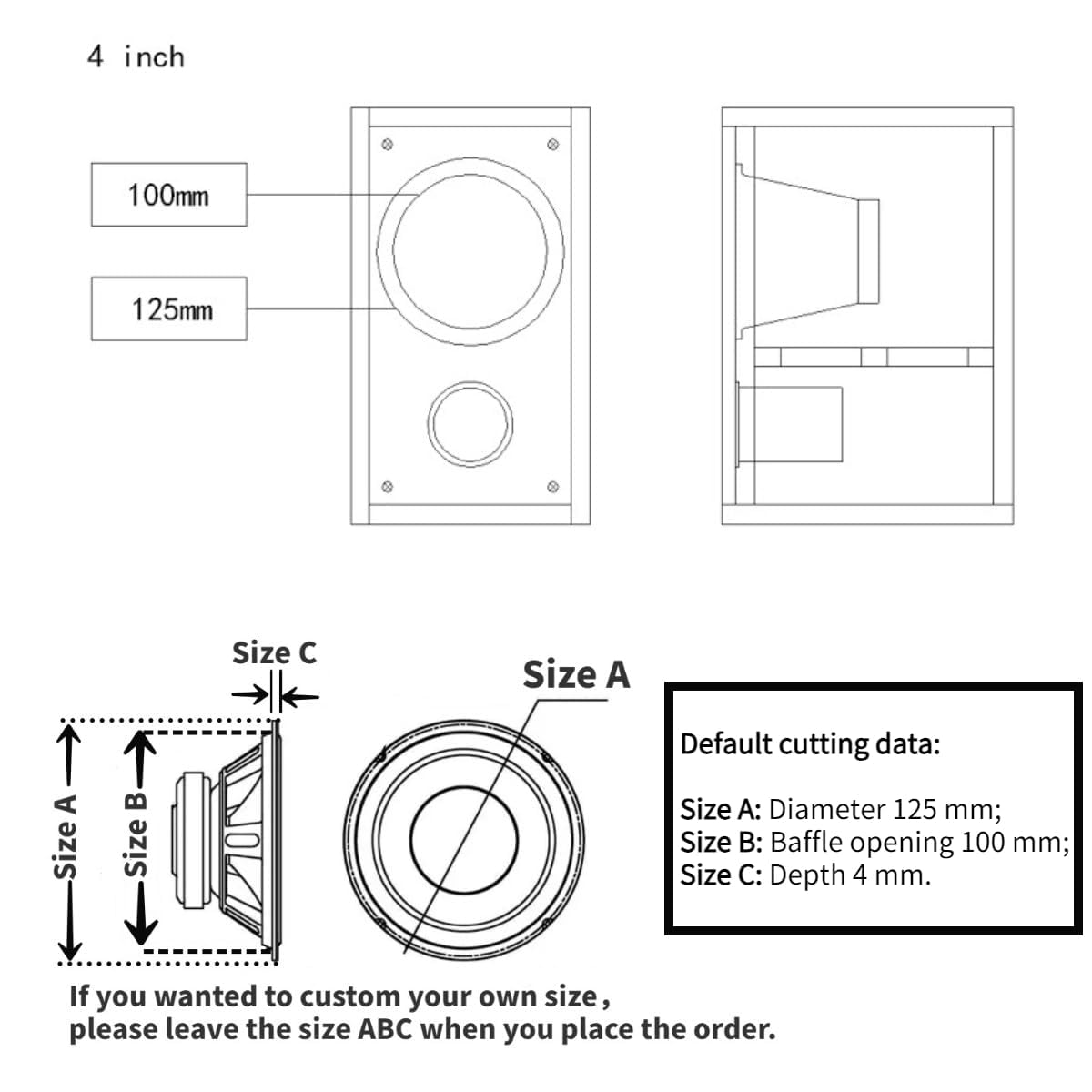 Handgefertigter 1 Paar 10,2 cm großer Lautsprecher mit vollständiger Reichweite, leerer Lautsprechergehäuse, Heimsystem, offenes Panel, Schallwand, Aktivität, Birkensperrholz, leere Schrankbox (Holz)