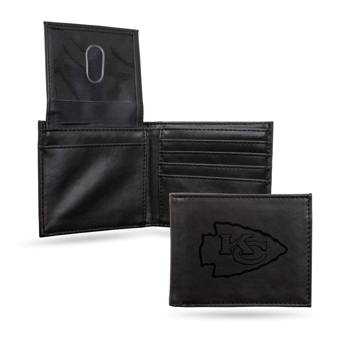 Rico Industries NFL Laser Engraved Billfold Wallet, Kansas City Chiefs, Black