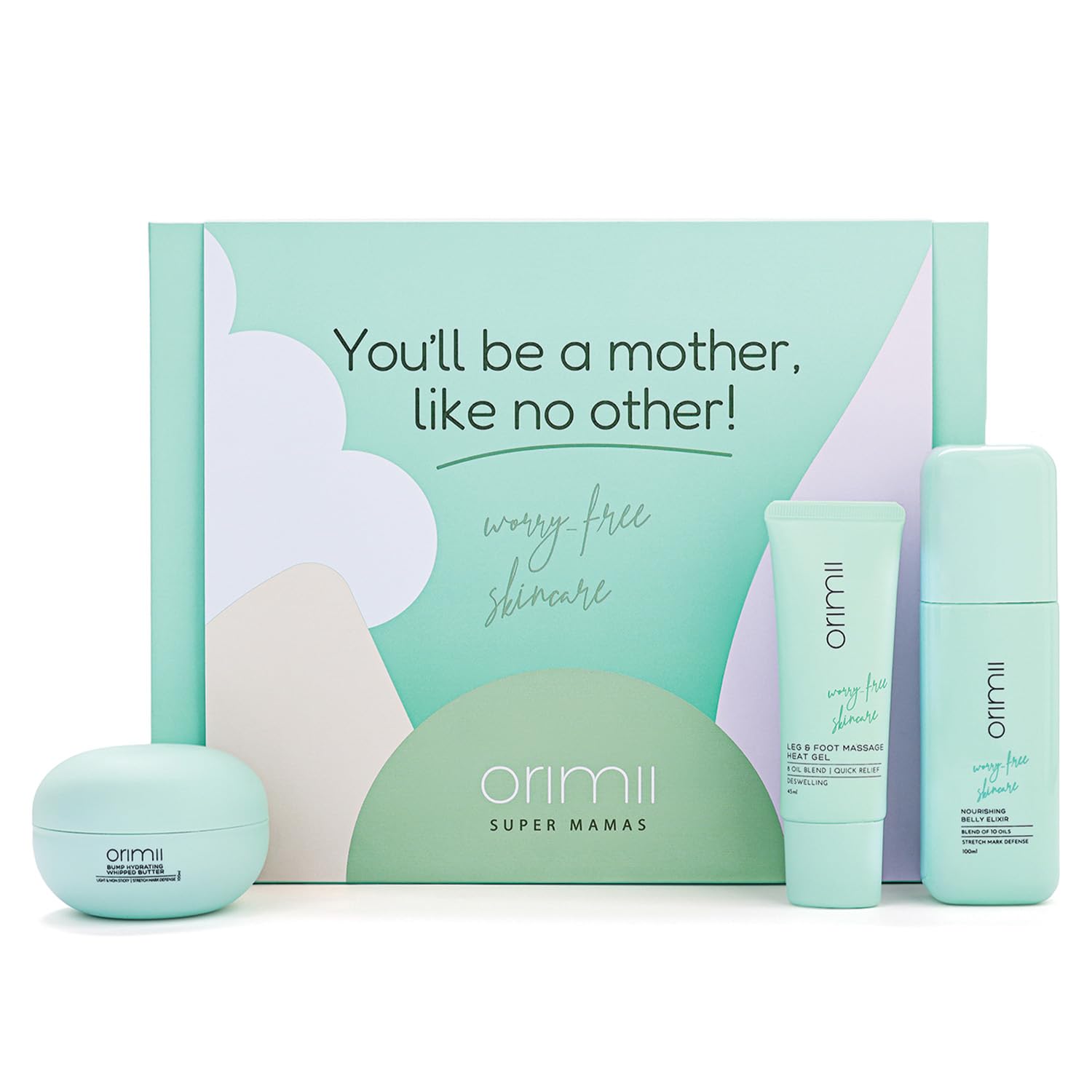 Orimii Mother Like No Other Pregnancy Safe Skincare Gift Box For Pregnant Women with Bump Butter, Belly Treatment Elixir & Foot Massage Gel | Baby Shower Special Gift Set