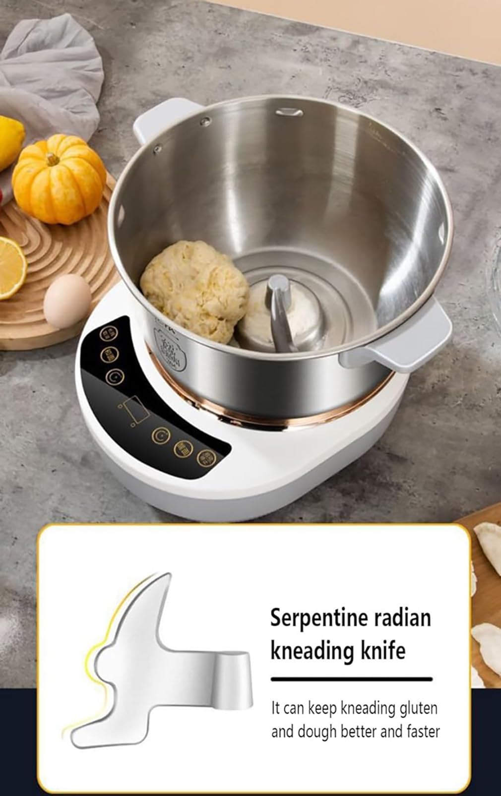 Máquina Para Hacer Masa Con Función De Fermentación, Mezcladora De Masa Profesional De Alta Capacidad De Acero Inoxidable Con Sincronización Por Microcomputadora Y Panel Táctil Boca Arriba