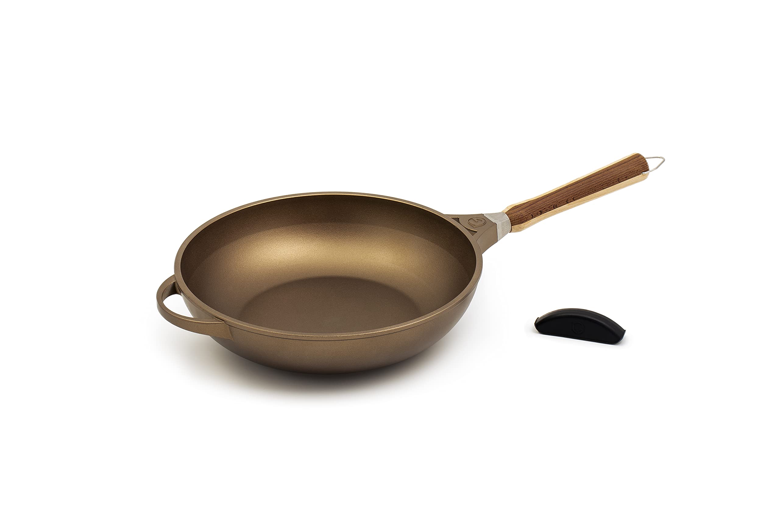 Luchetti K360 wok antiaderente in alluminio pressofuso con manico removibile - Utilizzabile anche in forno - (Per Induzione, 32cm)