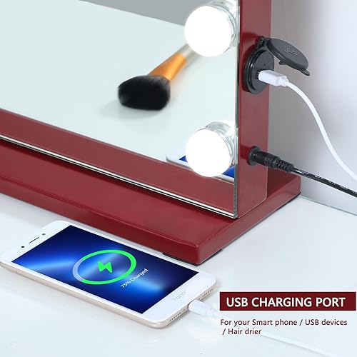 Miniatura 3 de LEINASEN Hollywood - Espejo de maquillaje con luces, 15 bombillas LED regulables, 3 modos de iluminación de color, espejo de maquillaje iluminado