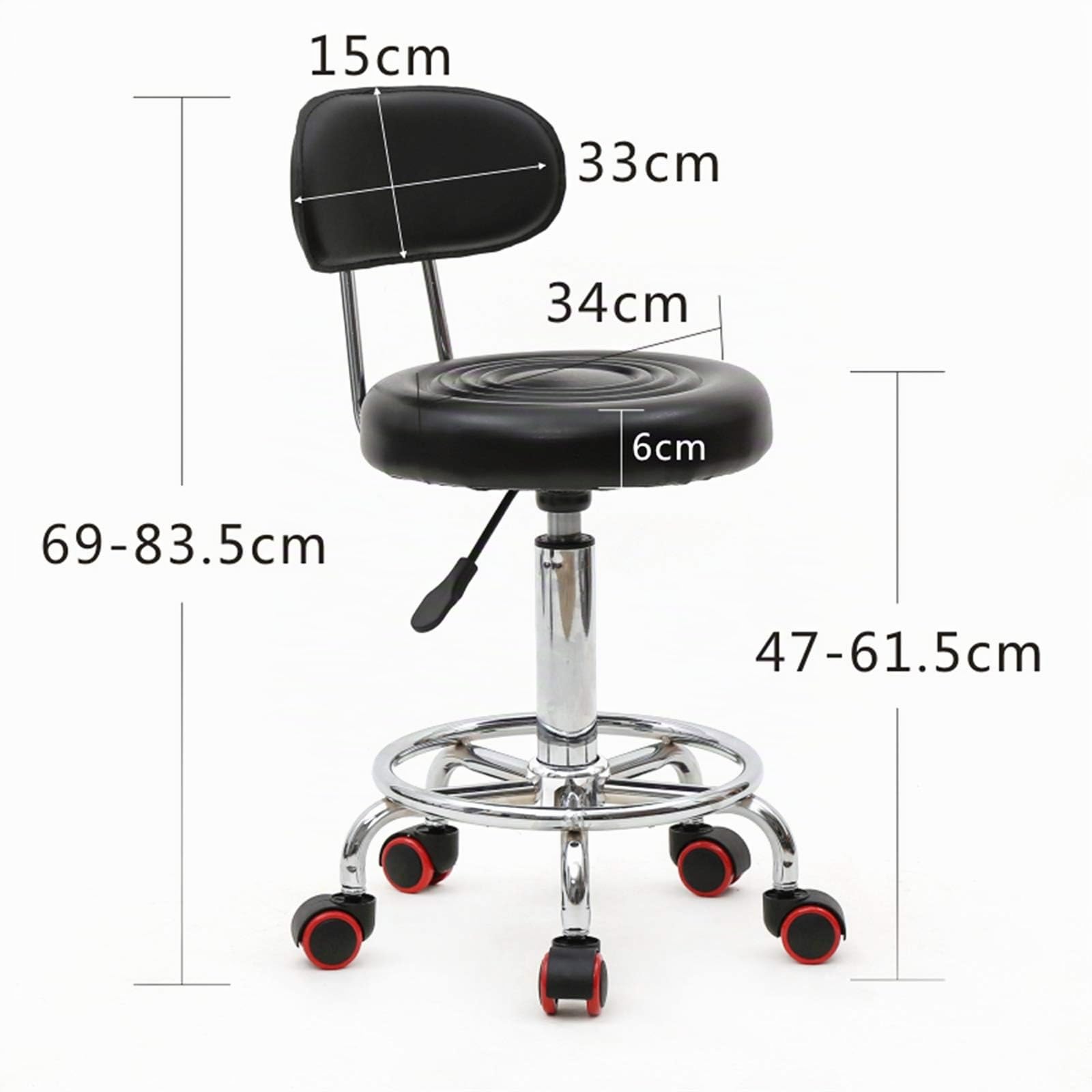 Alightup Bürohocker mit Rollen, professioneller Drehstuhl mit Rückenlehne, 360-Grad-drehbar und höhenverstellbar – für Massagesalon, Küche, Büro, Klinik, Pub, Näharbeiten, Malerarbeiten, Klavierspiel
