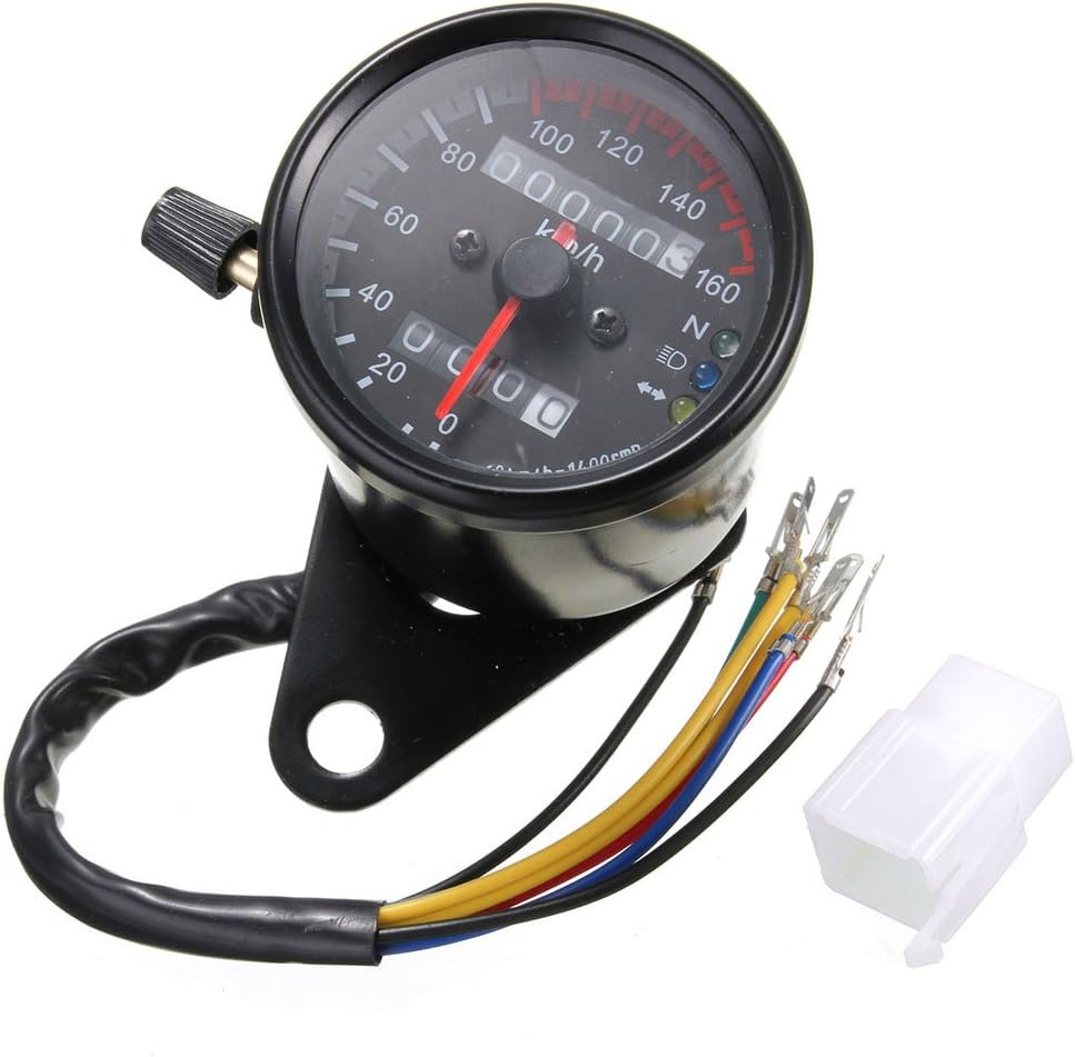 DC 12V Universal Motorcycle Speedometer Retro Odometer Dual LED Backlight Night Readable Gauge Table