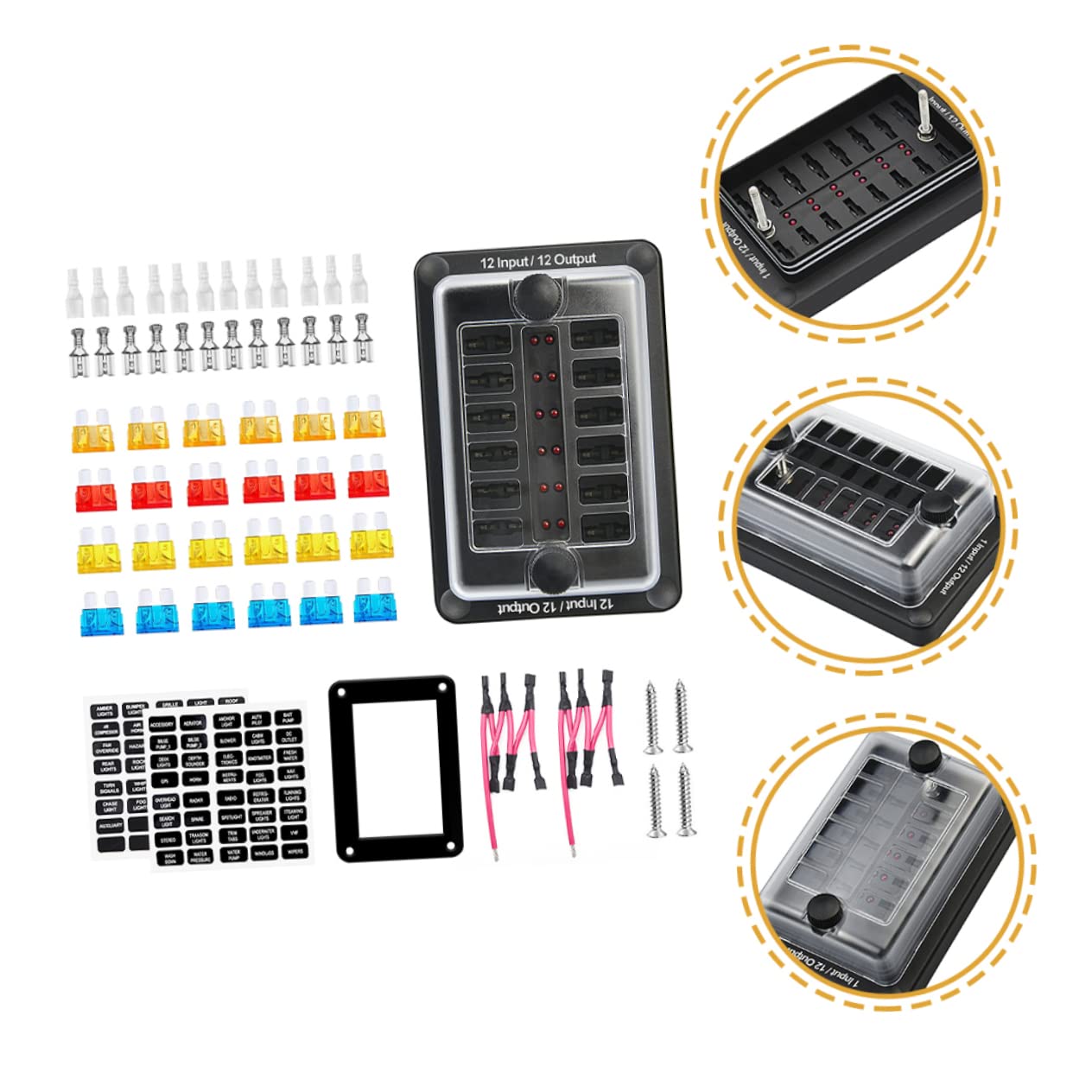 ULTECHNOVO Caja de Fusibles para Coche Bloque de Fusibles Marino Portafusibles de Distribución de Terminales de Batería Adecuado para Camper y Automóvil