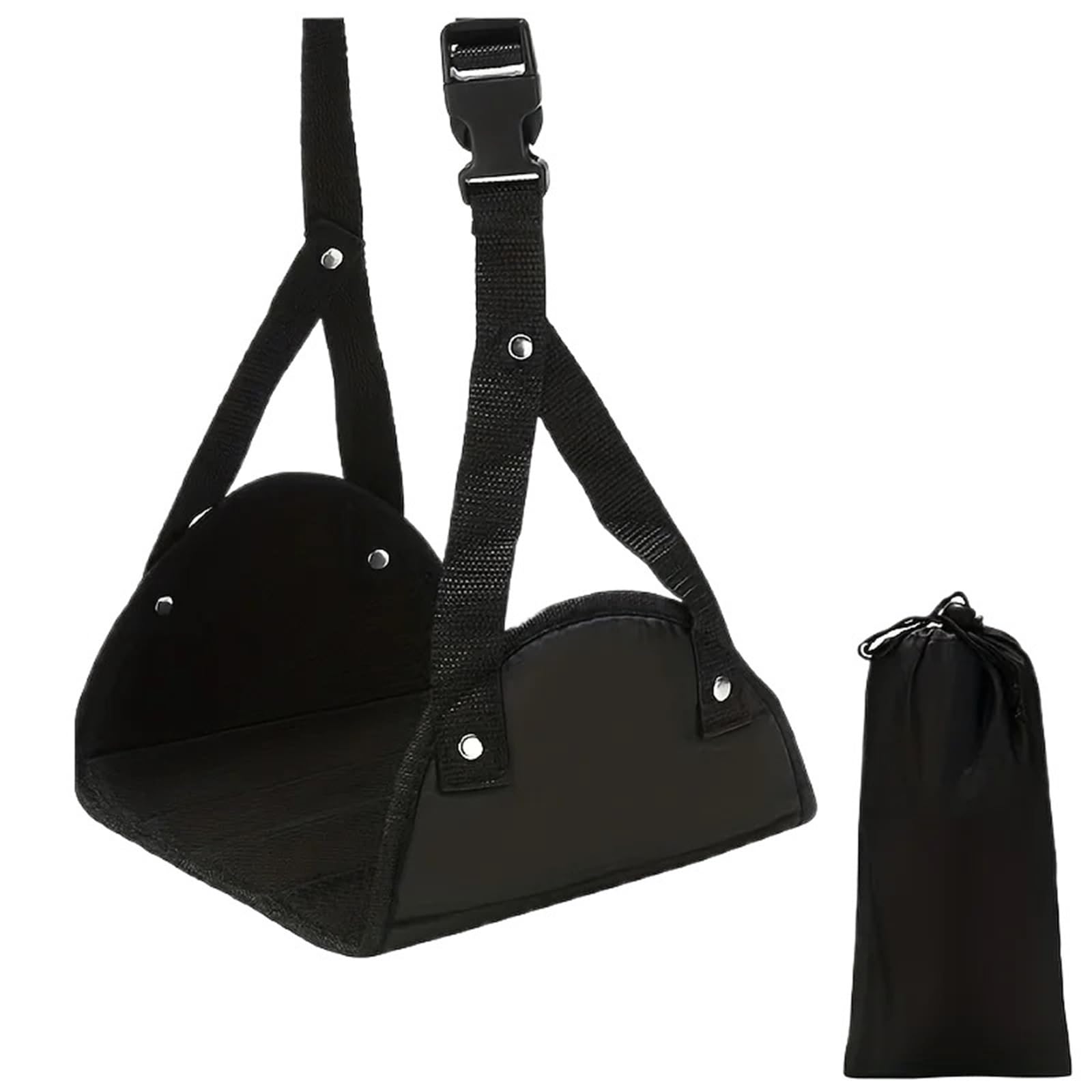 ReposapiéS para Aviones Cómodo reposapiés de avión con Correa Ajustable, Silla Hamaca portátil Debajo del Escritorio, reposapiés, Accesorios de Viaje para Oficina Dormitorio(Black)
