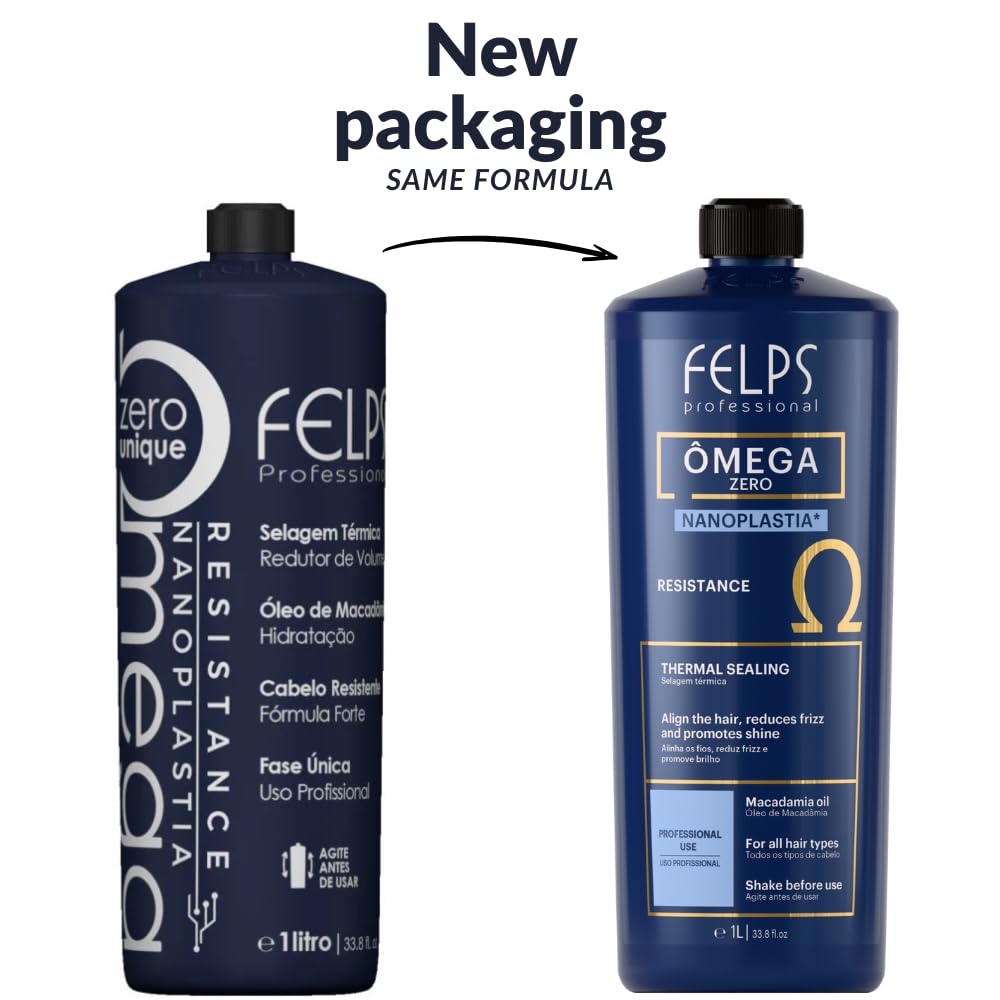 Felps Omega Zero - Spazzola progressiva alla cheratina con nanoplastica capillare, 1000 ml
