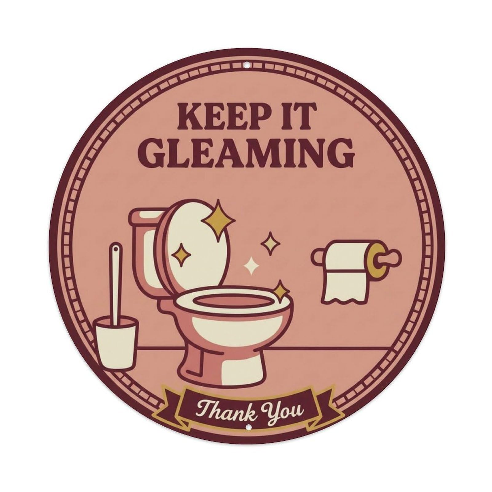Toilet Clean Bathroom Reminder Keep It Gleaming Metal Tin Sign