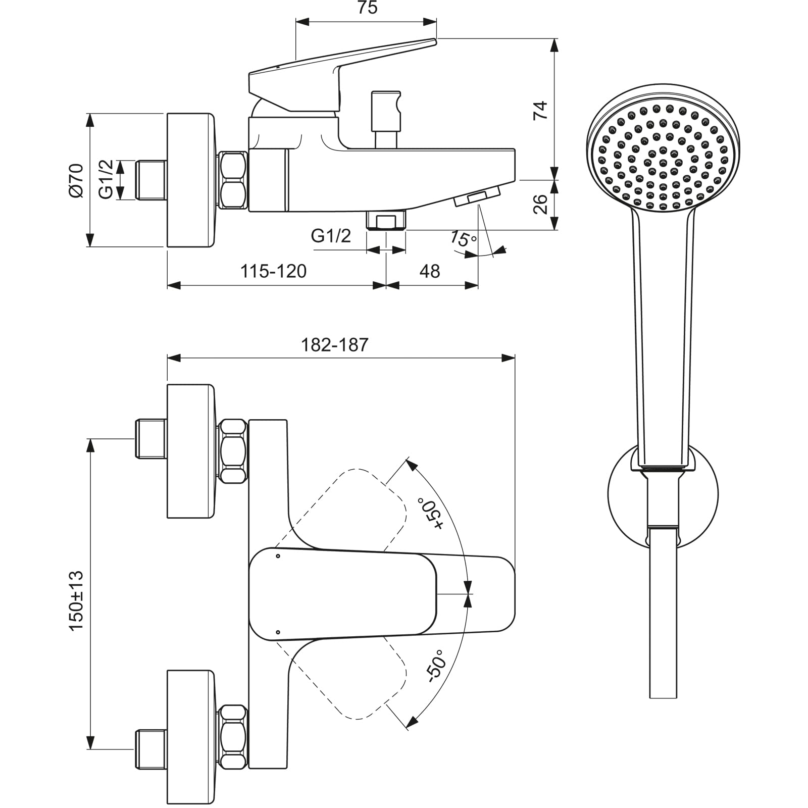 Ideal Standard - Ceraplan Miscelatore esterno per vasca/doccia