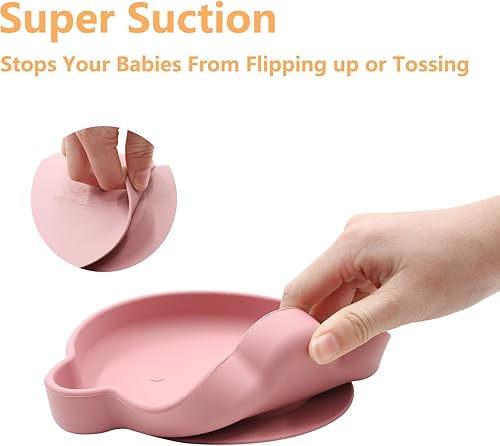 Miniatura 5 de Juego de alimentación de silicona para bebés, suministros de destete LED para bebés, incluye cuenco de placa de succión, baberos de tenedor y