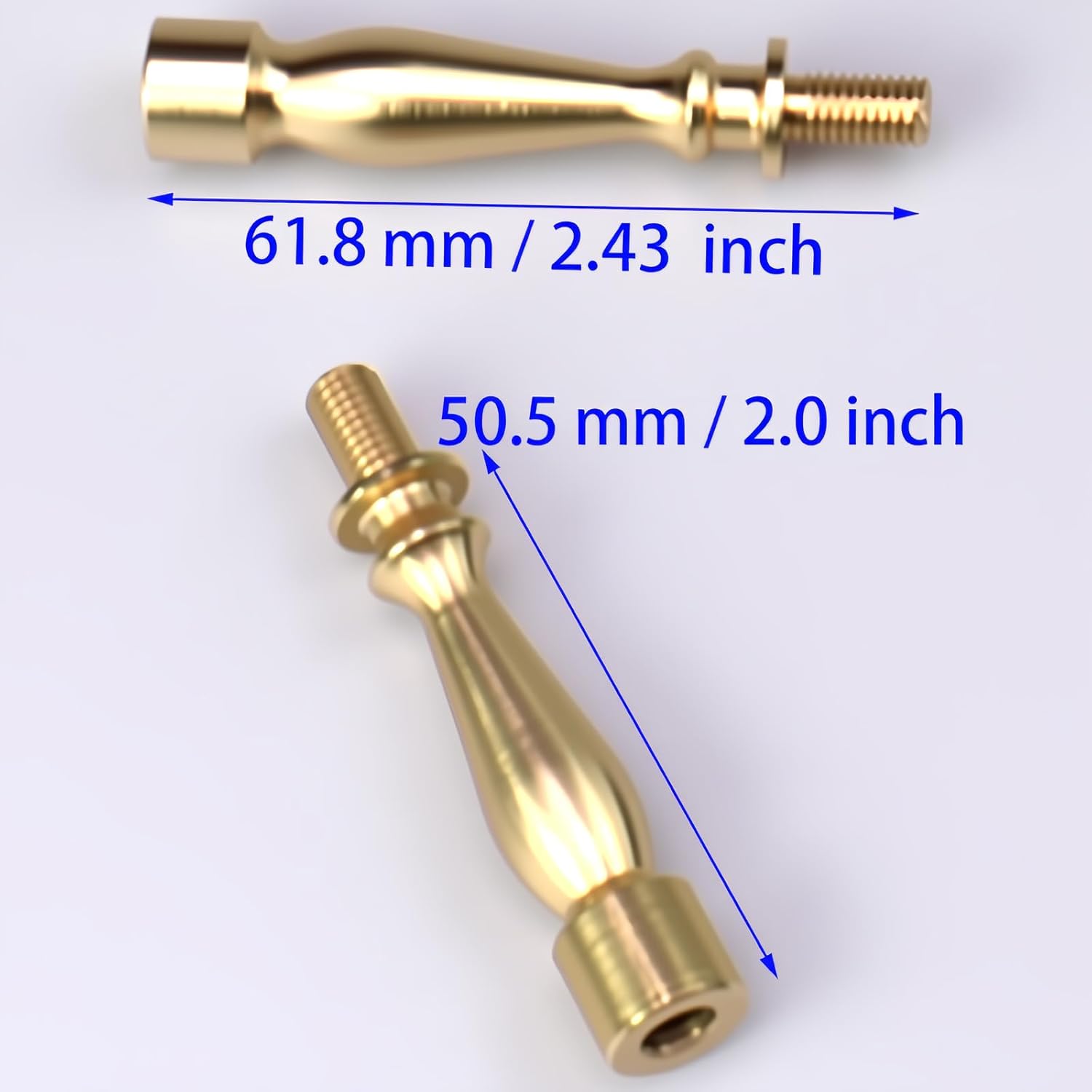 FDXGYH 2 Pcs 2.0 Inch Female to Male Lamp Shade Risers 1/4-27 Soild Copper Lamp Finial Extender for Washer Type Lamp Shades (Gold)