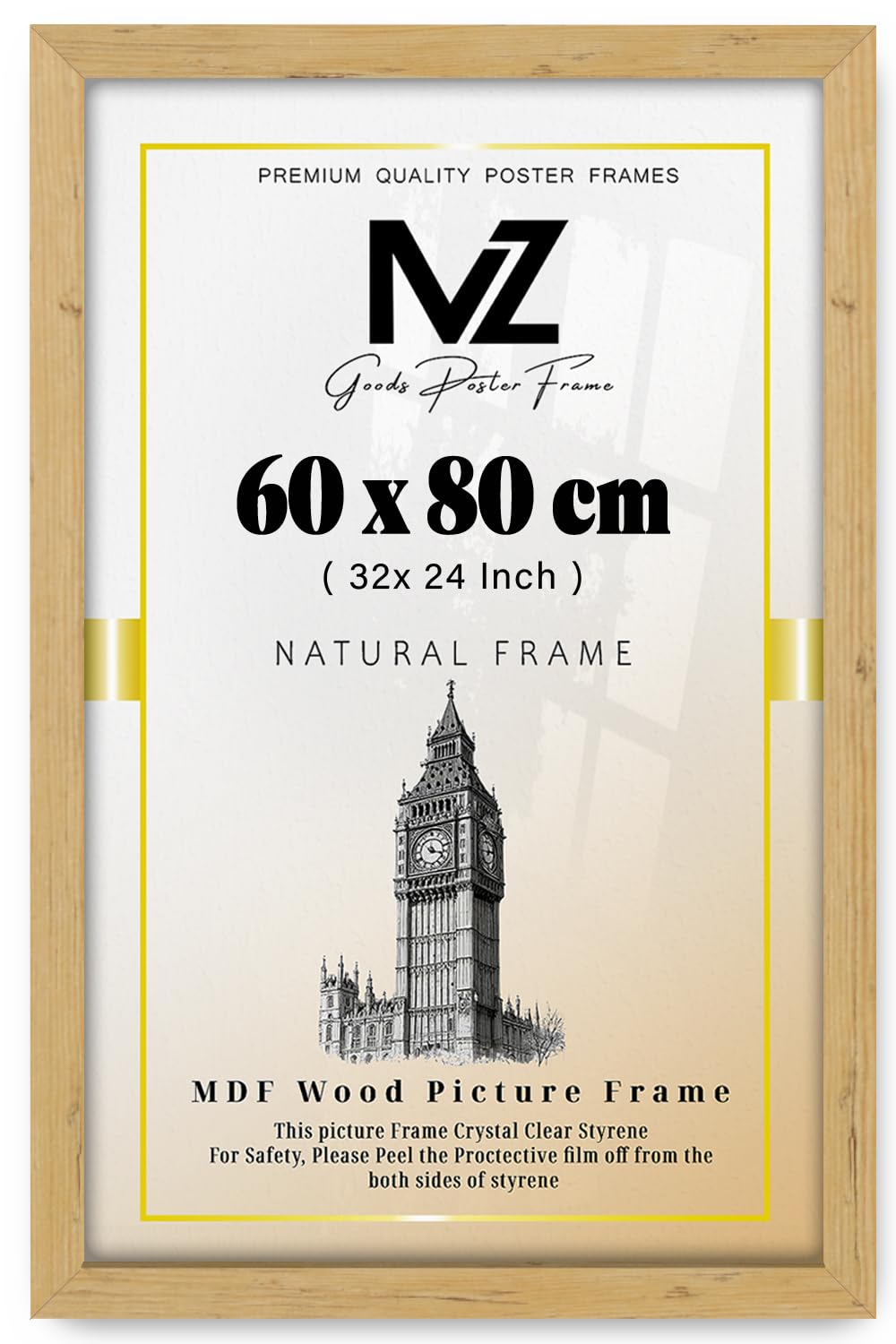 Modern Mdf Wooden Wide Pine Frame | 80x60 Cm Poster Frames Durable Sleek Acrylic Front | Jigsaw Puzzle Picture Frames Large Art Display For Home & Office Décor