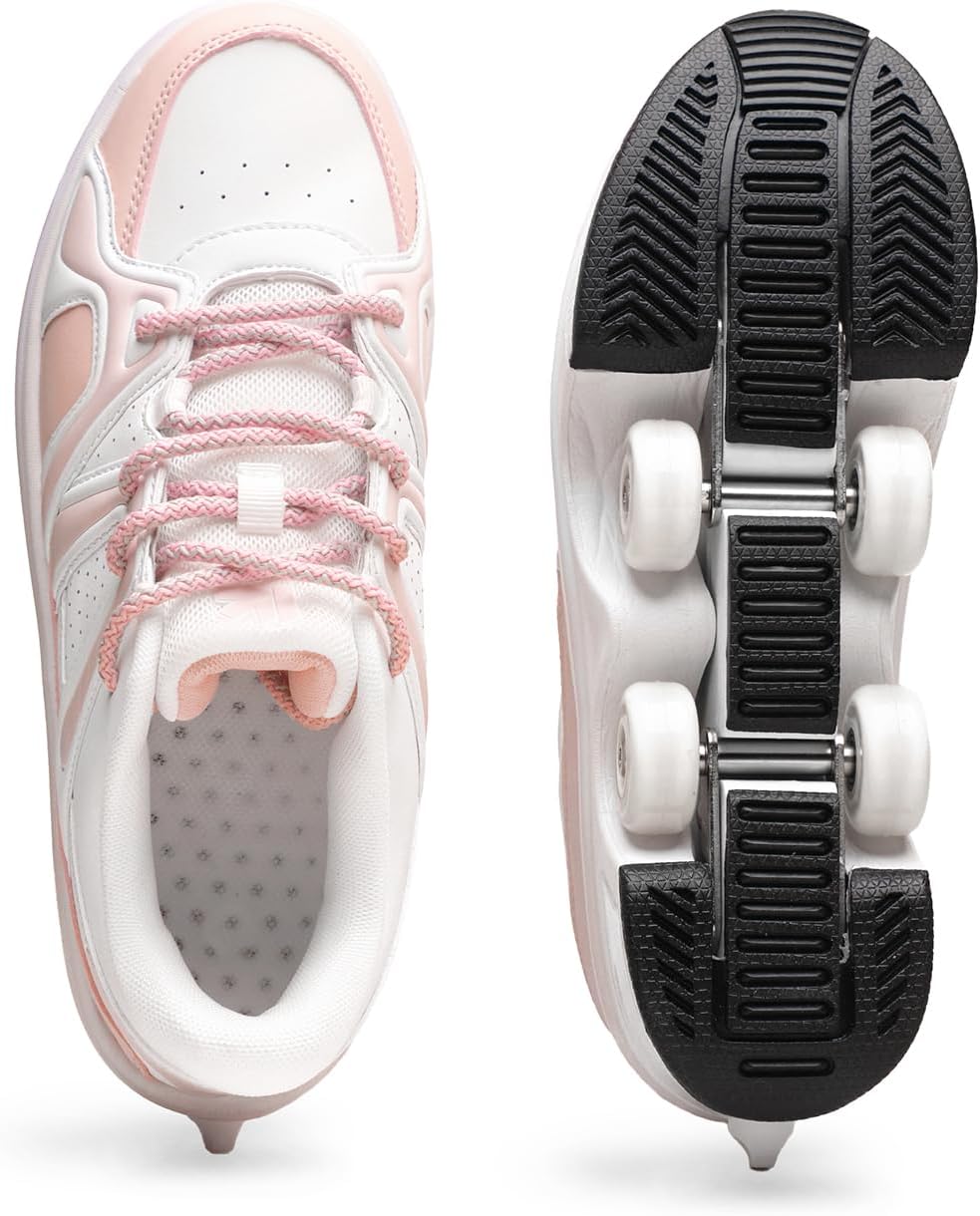 Roller Skates for Women - Retractable Roller Shoes 2-in-1 for Indoor & Outdoor Skating with Adjustable Wheels