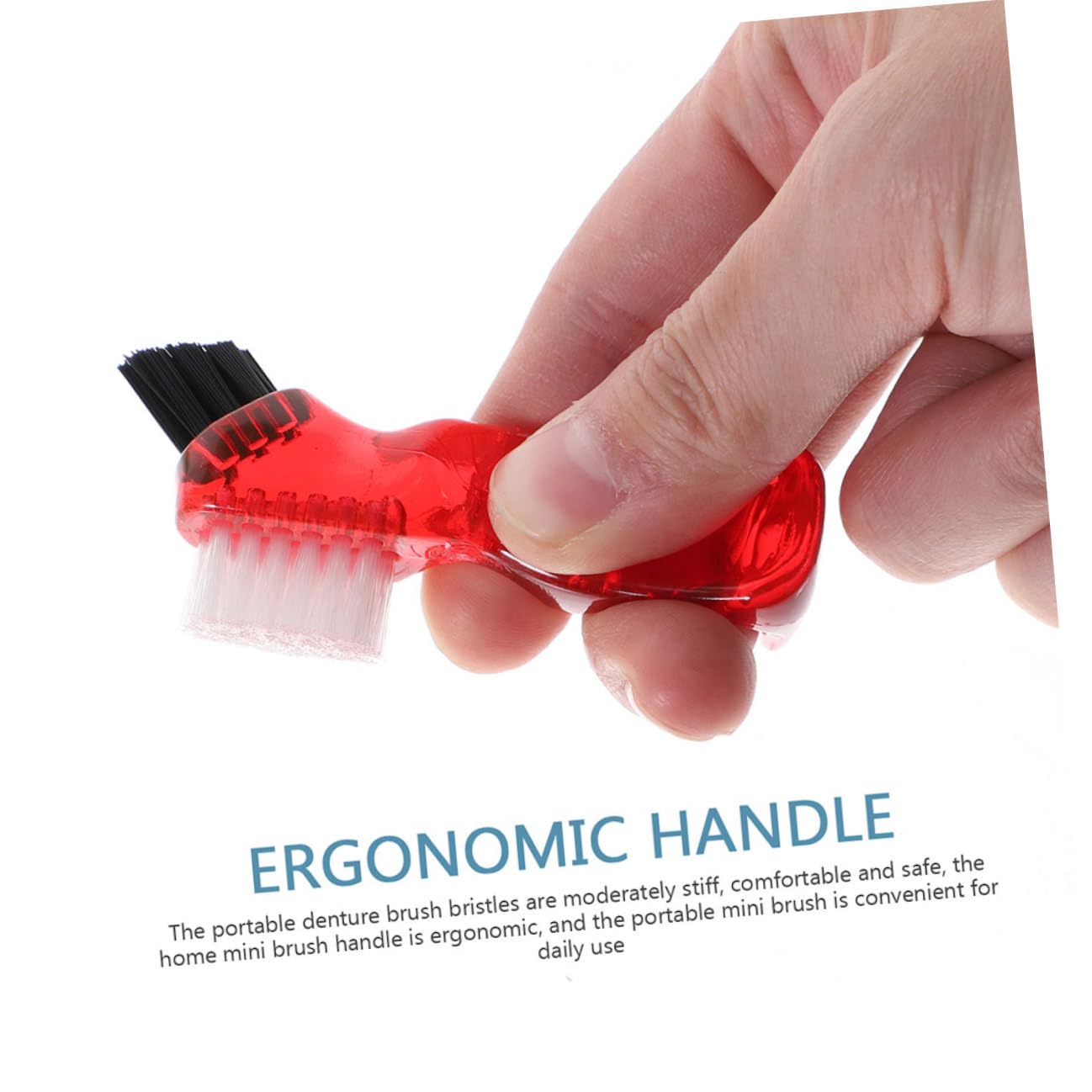 HANABASS Spazzola per Pulizia Dentiera Mini Doppia Testa Multifunzionale 3pezzi in Plastico Pp Creativa per Orale Domestica