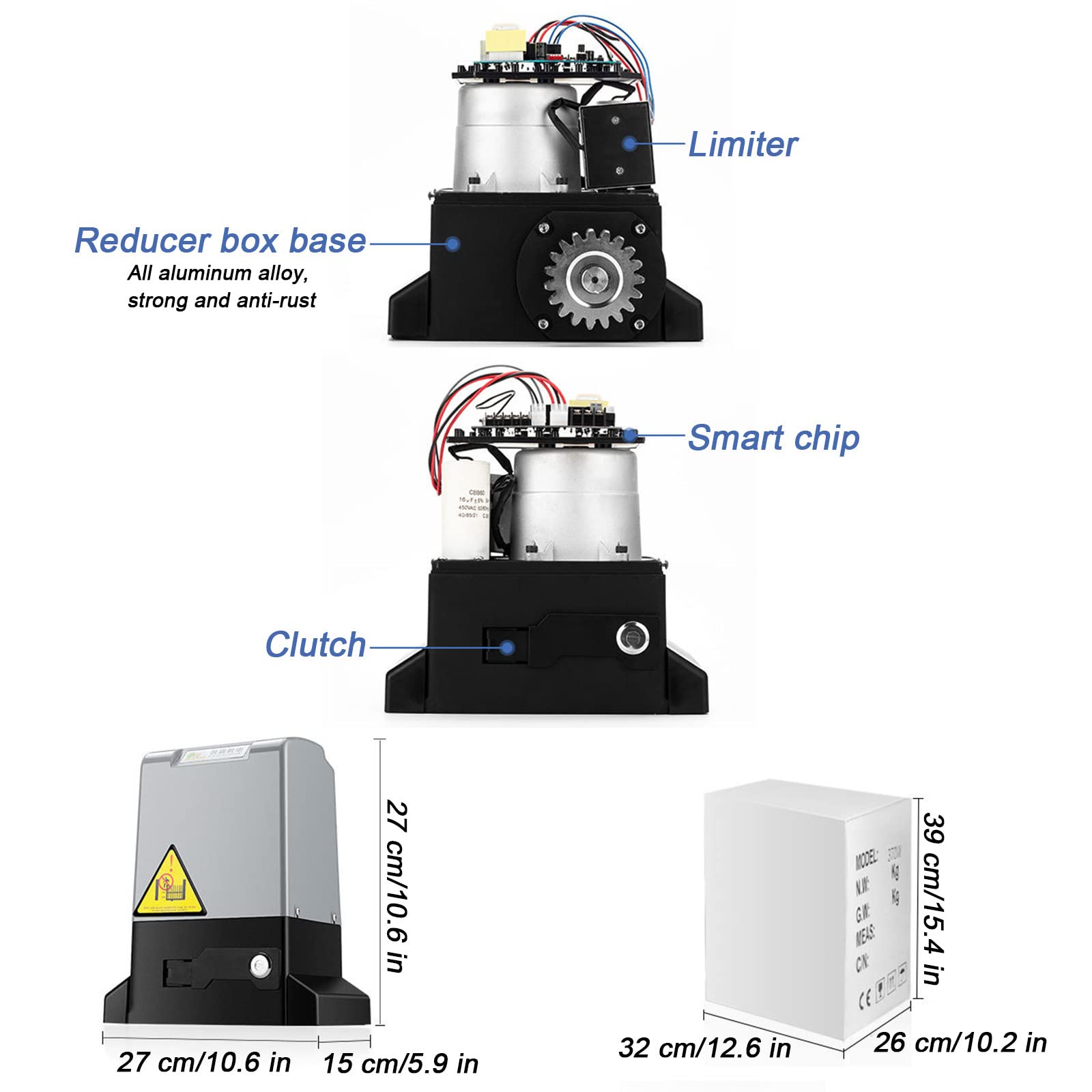 MAYKEA Kit Apriporta Scorrevole Automatico, con 2 Telecomandi, Supporto Telecomando App Mobile, 370W 550W 750W 1200W Motor Power Smart Apriporta Elettrico,750W