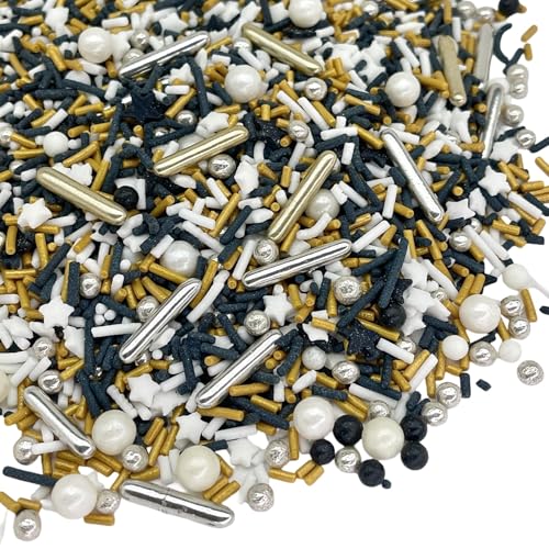 Image of Sprinkles | 4 oz | Gold and silver sprinkles | Metallic sprinkles | New year sprinkles | Glamour sprinkles | Sprinkle mix | Manvscakes