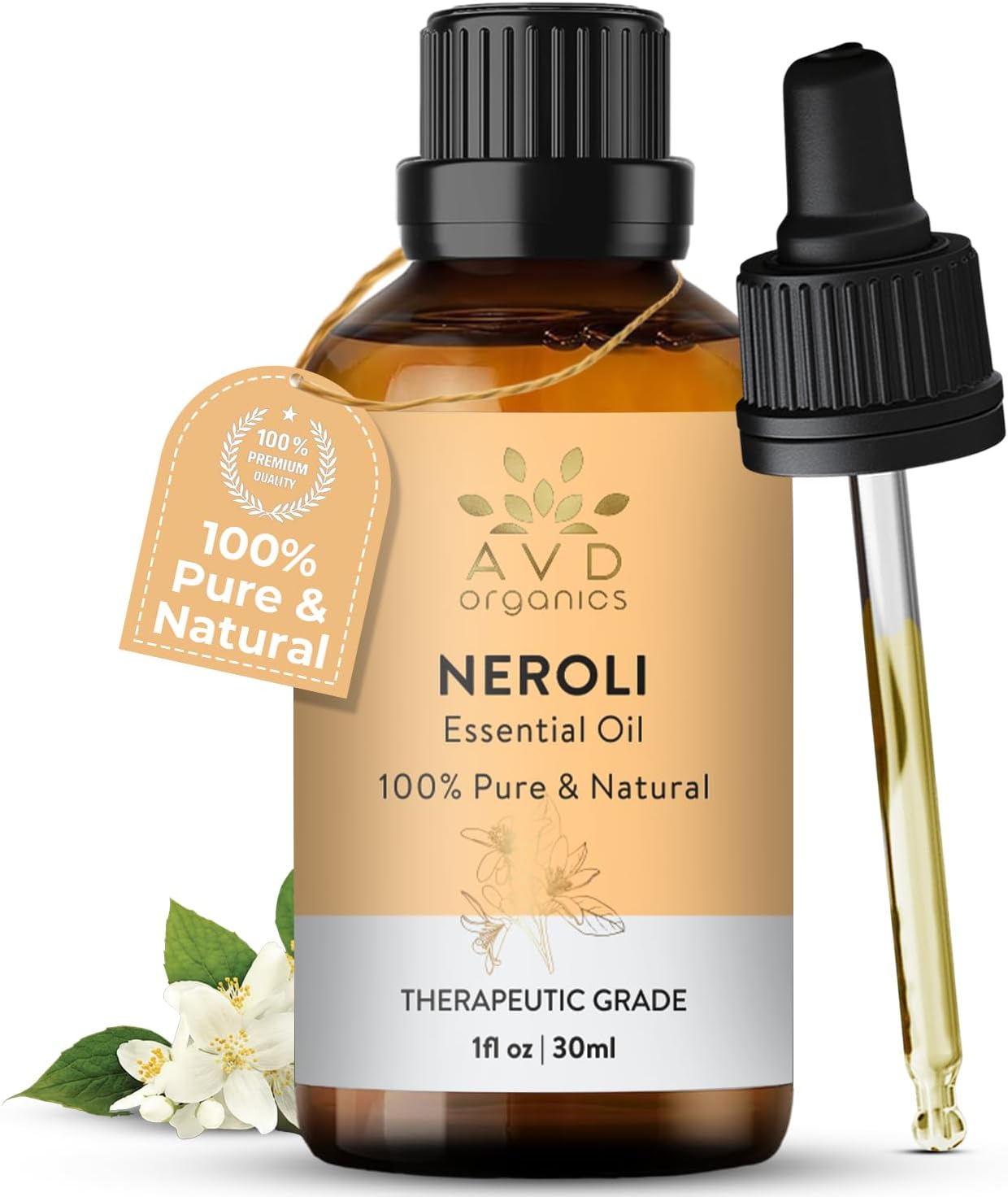 Neroli Essential Oil 30ml | Pure Natural & Undiluted |Use in Aromatherapy Diffusers for Mood Lifting | 1 fl. Oz