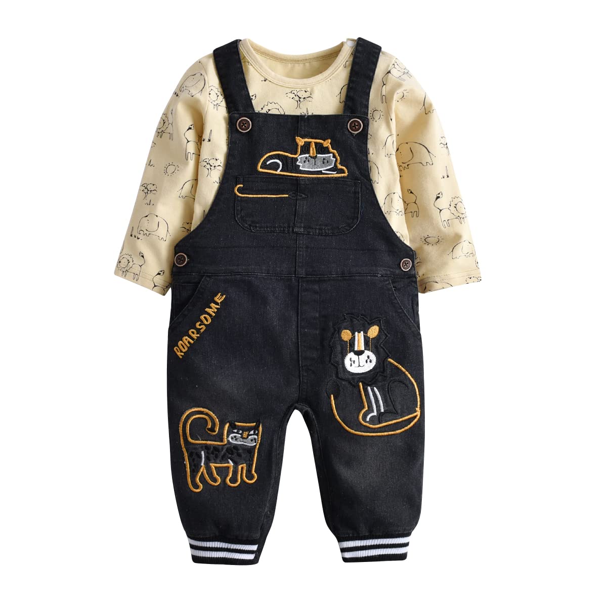 LvYinLi Cute Baby Boy Clothes Suit Toddler Boys' Striped long Sleeve T-Shirt+Denim Overalls Jumpsuit Pants Outfits Sets